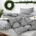 Etdiffe Black Gingham Comforter Set King Size 3 Piece Boho Bedding Microfiber Do. Fixed Price $79.12.