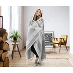 Hooded Throw Wearable Blanket Faux Rabbit Fur Hoodzy Gray With Sherpa Inside. Fixed Price $32.00.