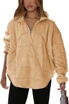 Amazon Daacee Oversized Lightweight Quilted Pullover Jacket Orange Sz. Fixed Price $19.99.