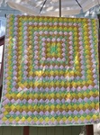 Wonderful Colorful Pink Green Yellow Floral Hand Stitched Twin Quilt 85 X 67. Fixed Price $75.00.