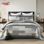 Finlonte King Size 100% Cotton Quilts Grey Black Brown Quilted. Fixed Price $152.40.