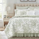 Laura Ashley - Queen Quilt Set, Reversible Cotton Bedding W/ Matching Shams. Fixed Price $89.99.