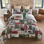 Country Black Bear Lodge Fisherman Theme Quilt Set Rustic Cabin Lake. Fixed Price $129.95.