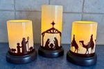 Of 3 Collections Etc. Christmas Nativity Scene Led Flameless Candles W/ Base. Fixed Price $19.99.