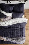 Anthropologie Wisteria Dark Blue Quilt + Euro Shams. Fixed Price $100.00.