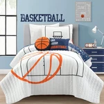 Lush Decor Basketball Game Reversible Quilt Twin 4 Pc Set White Navy Kid. Fixed Price $126.56.