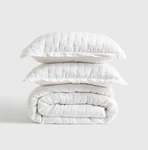 Quince European Linen Dream Quilt Set One Standard Shams White Twin Nwot Open. Fixed Price $99.99.