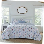 - Quilt Set, Cotton Reversible Bedding With Matching Sham, Home Twin Ahoy Blue. Fixed Price $87.00.