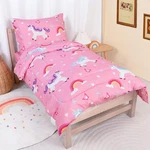Tinypalsa Toddler Bedding Set, 4-PIECE Pink Rainbow Pony Comforter Girls. Fixed Price $64.95.