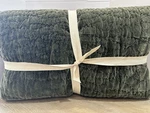 Pottery Barn Washed Velvet Handcrafted Quilt King Cal Loden Green. Fixed Price $169.00.