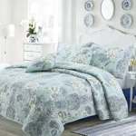 New! Cozy Soft Blue Green Aqua White Calm Tropical Chic Beach Leaf Quilt Set. Fixed Price $146.32.