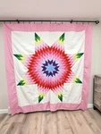 New Amish Quilt Top Lone Star Multicolor Pink Border 86X86 Handmade Lancaster Pa. Fixed Price $225.00.