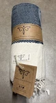 Smyrna Turkish Cotton Herringbone Throw W/fringe Blue/beige 38" X 70" New. Fixed Price $16.95.