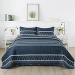 Andency Navy Blue Quilt Set King (106X96 Inch), 3 PIECES(1 Striped Triangle Prin. Fixed Price $56.06.