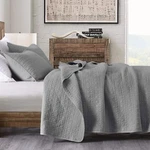 Quilt Set King Size Grey, Classic Geometric Spots Stitched Pattern, Stone-was.... Fixed Price $64.59.