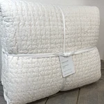Pottery Barn Pick-stitch Handcrafted Cotton/linen King Quilt Classic Ivory. Fixed Price $199.00.
