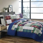 Hepler Plaid Patch Reversible 100%COTTON Quilt Set, Bedspread, Coverlet. Fixed Price $71.99.