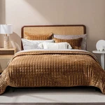Velvet Quilt Set Oversized Cal King 118 X 106 Lightweight Caramel Gold Recyco. Fixed Price $179.99.