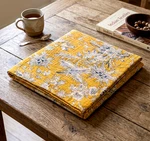 Indian Block Print Handmade Cotton Kantha Quilt Yellow Queen Blanket Throw. Fixed Price $54.18.