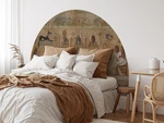 Historic Egypt Fresco Headboard Bed Sticker, Arch Wall Decal, Queen Size. Fixed Price $195.00.