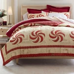 Pottery Barn Peppermint Swirls Reversible Quilt Red Patchwork Full Queen Bed New. Fixed Price $277.77.