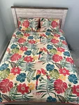 Tropical Parrot Bird Quilted Bedspread Comforter 2 Shams Queen Ocean Resort. Fixed Price $129.00.