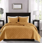 Madison Park 3 Piece Velvet Coverlet Set Size King Mustard. Fixed Price $85.00.