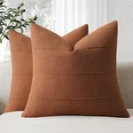 Decorative Linen Throw Fall Pillow Covers 18X18 Set Of 2 Solid Handcrafted St.... Fixed Price $32.58.