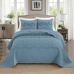 3-PIECE Embroidered Quilt Set Elegant Bedspread With Textured Floral & Geometric. Fixed Price $39.99.