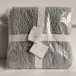 Pottery Barn Belgian Flax Linen Floral Stitch Quilted King Sham - Smoke Gray.. Fixed Price $49.00.