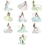 African American Wedding Silhouette Girls 10 Quilt Blocks Embroidered Nice Set. Fixed Price $60.00.