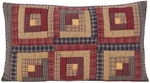 Hand Quilted King Size Pillow Sham Log Cabin Block Patchwork Navy Red Millsboro. Fixed Price $44.95.