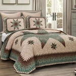 Donna Sharp Sea Breeze Star Quilt **king** 3-PC Set Floral Country Cottage Teal. Fixed Price $190.00.