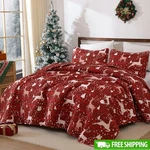 Christmas Bedding Set Quilt Bedspread W/ Holiday Pattern Home Decor Gift New. Fixed Price $33.78.