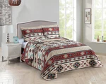 Rustic Striped Southwestern Quilt Stitched Full/queen, Beige,brown,red. Fixed Price $63.74.
