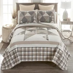 Donna Sharp Smoky Star Country Cottage Rustic Queen 3 Pc Quilted Bedding Set. Fixed Price $297.00.