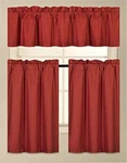 Fancy Collection 3 Piece Faux Silk Blackout Kitchen Curtain Set - Tier Red. Fixed Price $20.23.