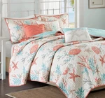 Coastal-themed Quilt Coral Starfish Design Reversible Bedding Cotton 50" X 70". Fixed Price $69.95.