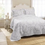 Laura Ashley : Reversible Quilt Set King - 3 Piece (gray/white). Fixed Price $40.06.