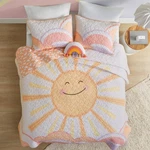 Twin Quilt Bedding Set - Rainbow & Clouds Reversible Coverlet, Breathable Sha.... Fixed Price $104.80.