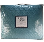 Baltic Linen Soft & Cozy Reversible Twin Quilt Set, Solid Nile Blue/golden Haze. Fixed Price $23.99.