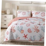 Bedding Quilt Set - With 2 Shams Ocean Beachfront Queen Seaside Treasures. Fixed Price $84.02.