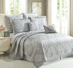 Melody 7PC Grey Microfiber Bedspread Set Queen Soft Lightweight Printed Bedding. Fixed Price $696.07.