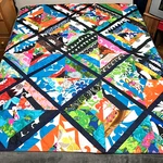 Handmade Quilt Queen Size Throw Blanket Colorful Designer Patch Un-batted 75X60". Fixed Price $83.90.