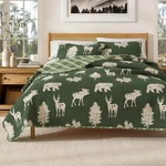 Rustic Lodge Quilt Set Reversible Wilderness Cabin Bedspread All Season 3PC. Fixed Price $54.99.