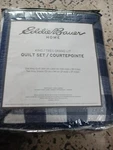 Eddie Bauer King 3PC Quilt Set Plaid Navy & White 100% Cotton Lakeshore New. Fixed Price $85.00.