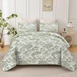 Wongs Queen 3-PC Botanical Quilt Set-toile Floral Microfiber Coverlet All Season. Fixed Price $64.99.