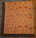 Crewel Embroidered King Size Bedspread India Blanket Coverlet Animals Elephant. Fixed Price $75.00.