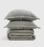 Nwot Quince Organic Cotton Channel Stitch Coverlet Set King Cal Green Quilt. Fixed Price $99.99.