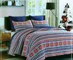 Susan Emma Wonderland Red White & Navy Blue 3PC Full/queen Quilt/shams Set Nwt. Fixed Price $69.90.